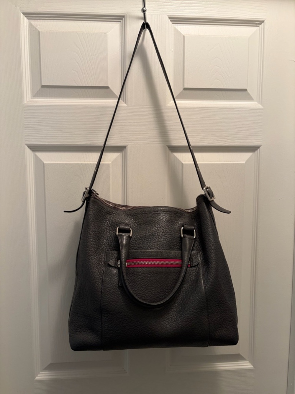 Coach Legacy Molly Large 2012 Gray Pebbled Leather Satchel Pink Zip 20201